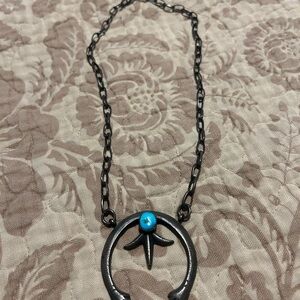 Turnback Pony Agustus Sterling Silver Necklace with Kingman Turquoise Accent